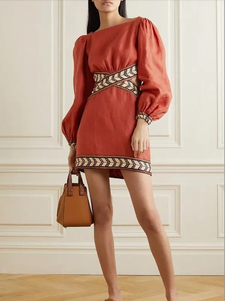 Johanna Ortiz Time Gone By Cutout Linen Mini Dress Xs/ Size 0